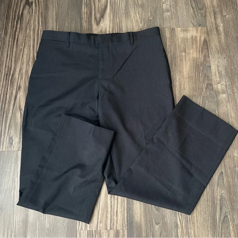 Burberry Authentic Grayish Blue striped Straight Leg Trouser Pants - Picture 3 of 16